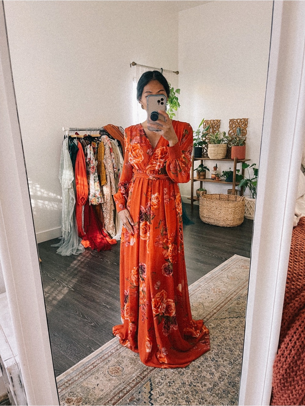 Baltic Born Orange Floral Wrap Maxi Dress
